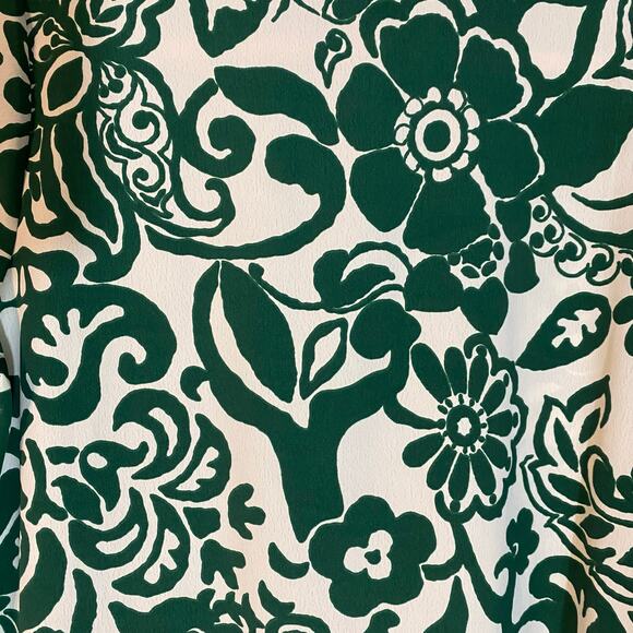 Zara Green White Floral Print Tiered Mini Dress tunic Long Sleeve Size Medium - Picture 6 of 6